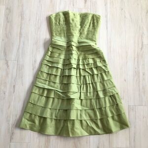 NWT BCBGMAXAZRIA Green Chiffon Strapless Dress